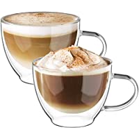 Los mejores  - Ecooe Doble Pared de Vidrio de Borosilicato Tazas para el Té Café con Leche Latte Capuchino Jugo 2x350ml